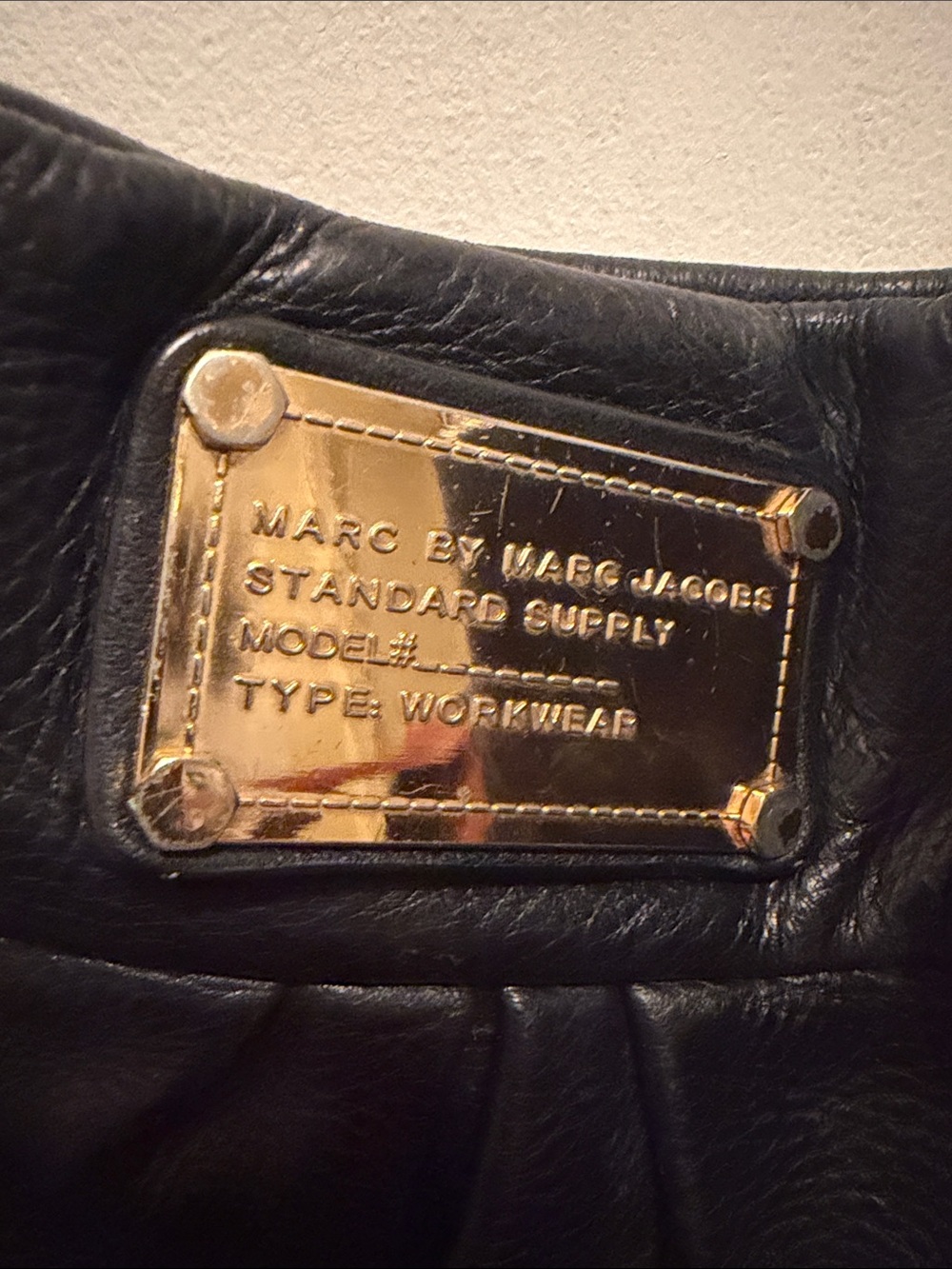 Marc by Marc Jacobs Black Leather Tote with Gold Nameplate